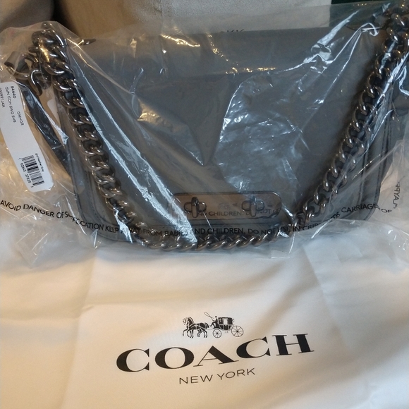 ✨NWT✨😍Coach Genuine Leather Bag w/chain strap - Picture 9 of 12